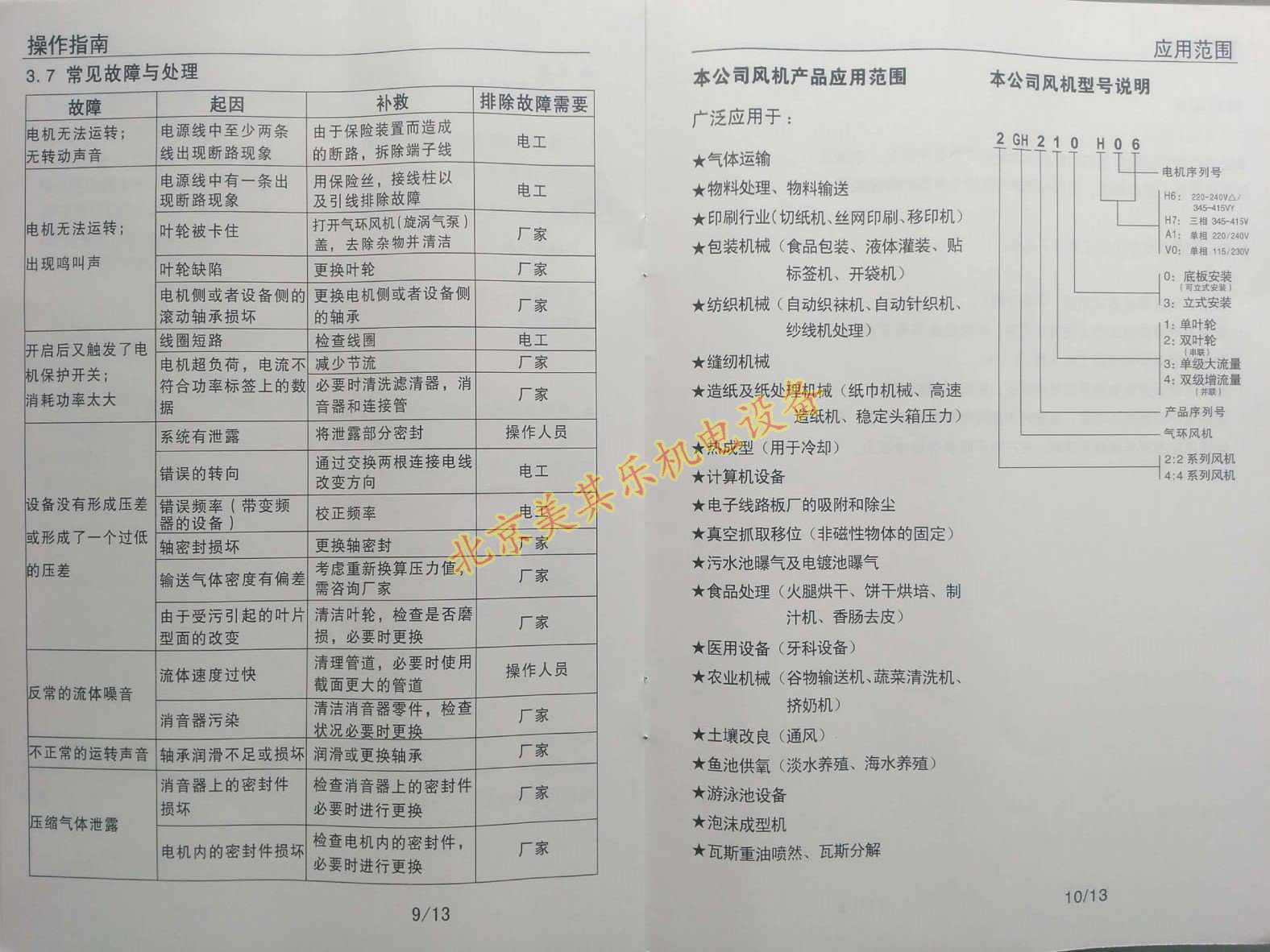 高壓風機說明書